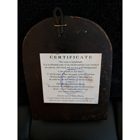 Handmade Byzantine Icon Gold on Carved Wood Applied Madonna COA BIN OBO FS - Picture 2 of 5